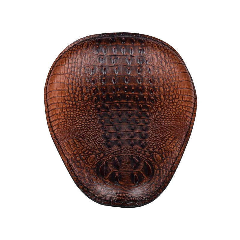NATGIC Universal Motorcycle Crocodile Leather Saddle Solo Seat Cushion Spring for Honda/Yamaha/Kawasaki/Suzuki/Bobber/Chopper (Brown) - Image 2